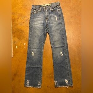 Fake London Genius Bull Terrier Retro Y2K High Rise Straight Leg Jeans 26 C1